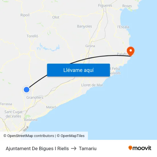 Ajuntament De Bigues I Riells to Tamariu map