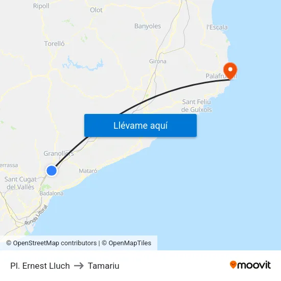 Pl. Ernest Lluch to Tamariu map