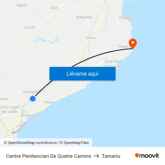 Centre Penitenciari De Quatre Camins to Tamariu map