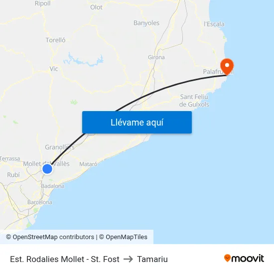 Est. Rodalies Mollet - St. Fost to Tamariu map