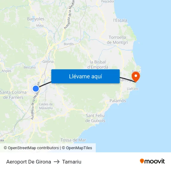 Aeroport De Girona to Tamariu map