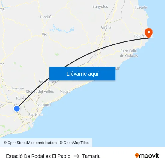 Estació De Rodalies El Papiol to Tamariu map