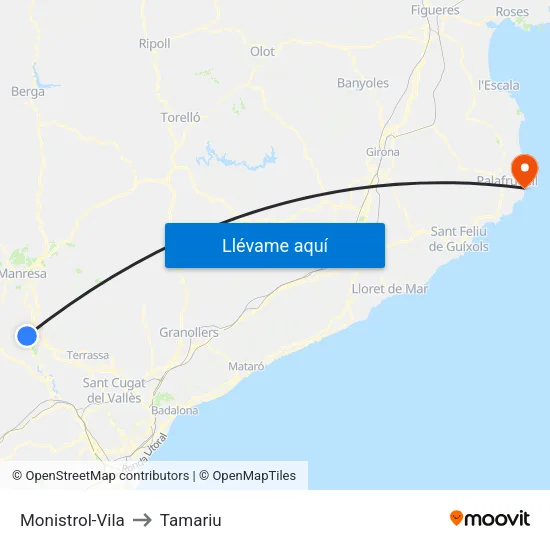 Monistrol-Vila to Tamariu map