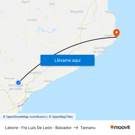 Latorre - Fra Luís De León - Baixador to Tamariu map