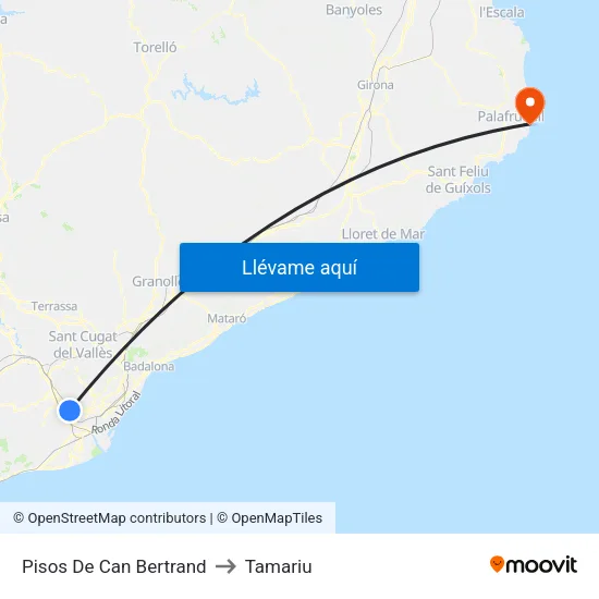 Pisos De Can Bertrand to Tamariu map