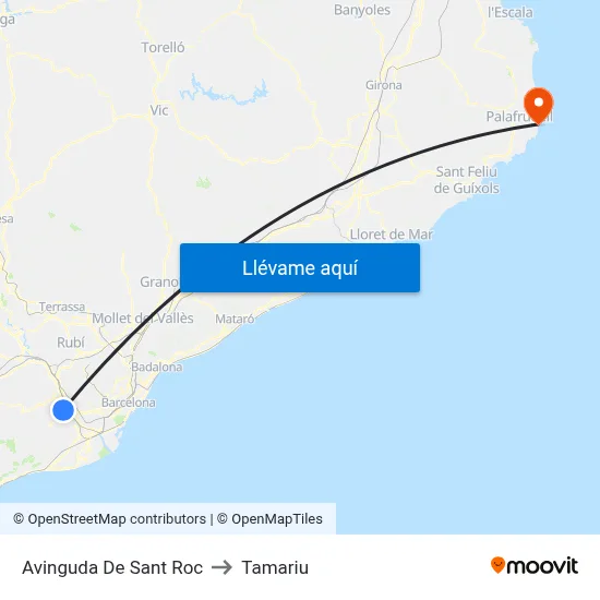 Avinguda De Sant Roc to Tamariu map