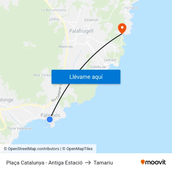 Plaça Catalunya - Antiga Estació to Tamariu map