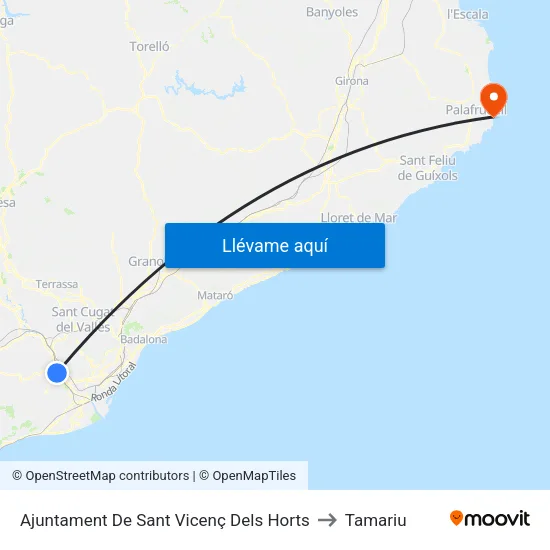 Ajuntament De Sant Vicenç Dels Horts to Tamariu map
