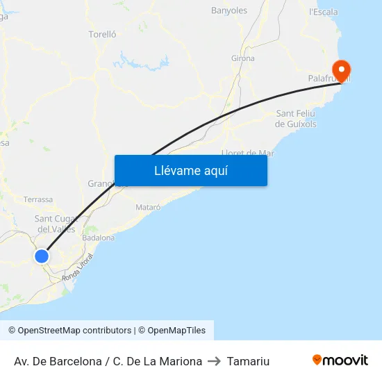 Av. De Barcelona / C. De La Mariona to Tamariu map