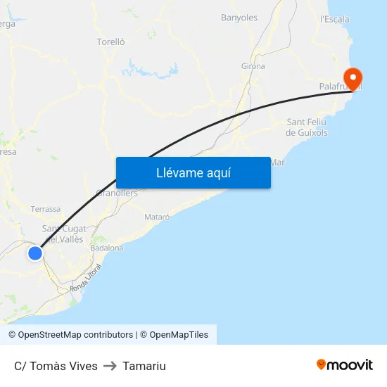 C/ Tomàs Vives to Tamariu map