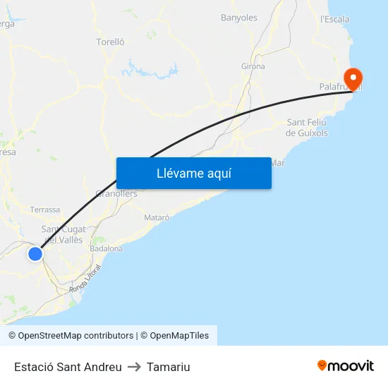 Estació Sant Andreu to Tamariu map
