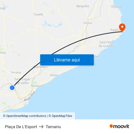 Plaça De L'Esport to Tamariu map