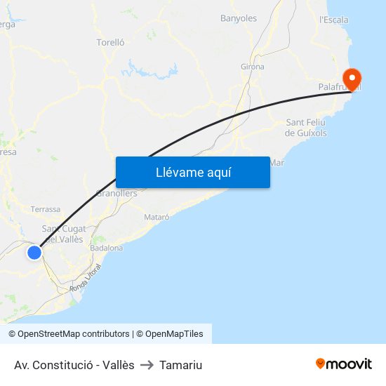 Av. Constitució - Vallès to Tamariu map