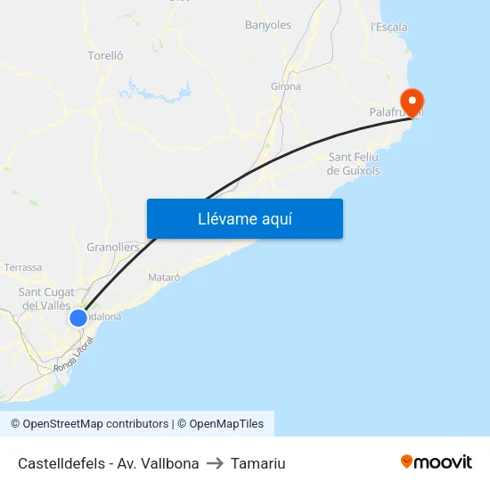 Castelldefels - Av. Vallbona to Tamariu map