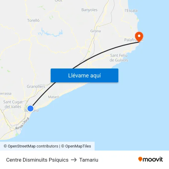 Centre Disminuïts Psíquics to Tamariu map