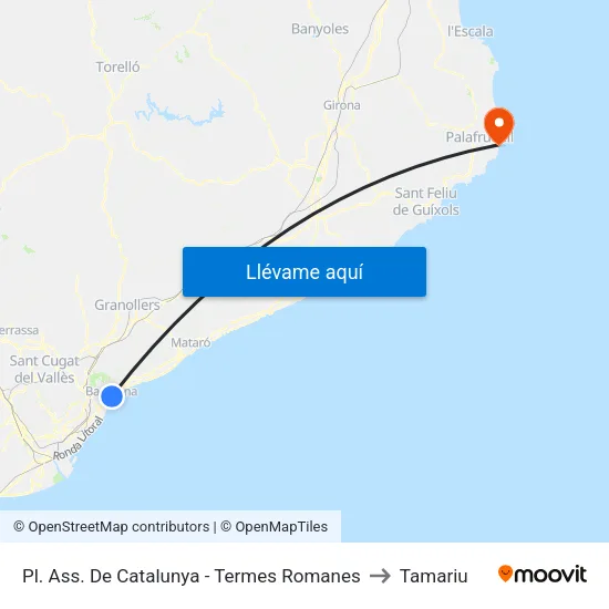Museu - El Viver to Tamariu map