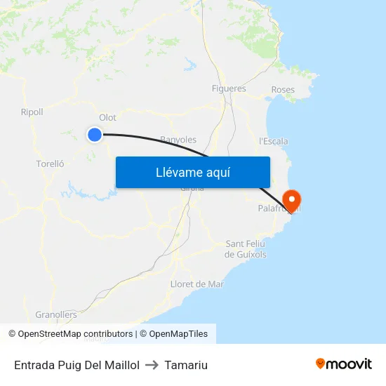 Entrada Puig Del Maillol to Tamariu map