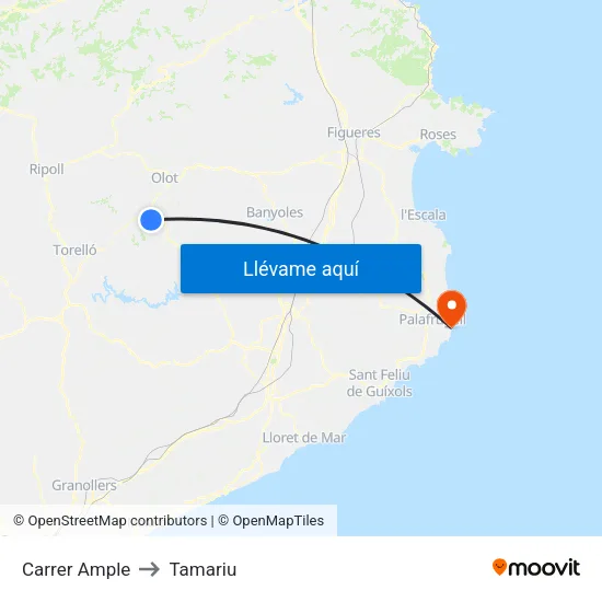 Carrer Ample to Tamariu map