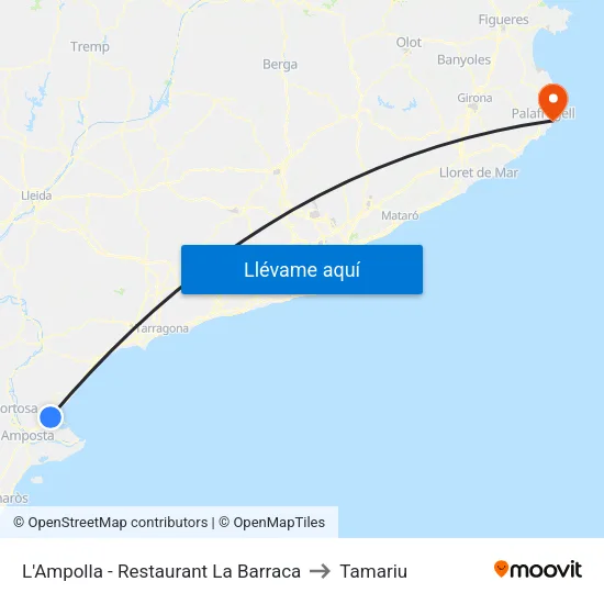 L'Ampolla - Restaurant La Barraca to Tamariu map