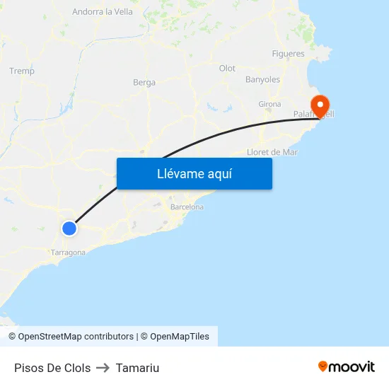Pisos De Clols to Tamariu map