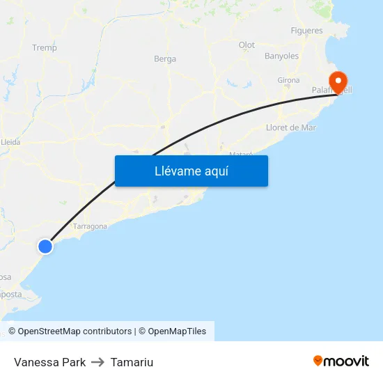 Vanessa Park to Tamariu map