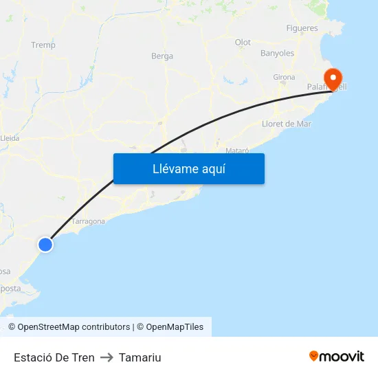 Estació De Tren to Tamariu map