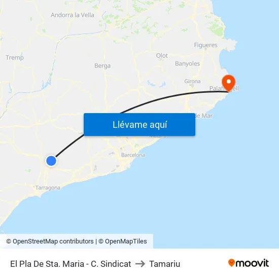 El Pla (Sindicat-C-37) to Tamariu map