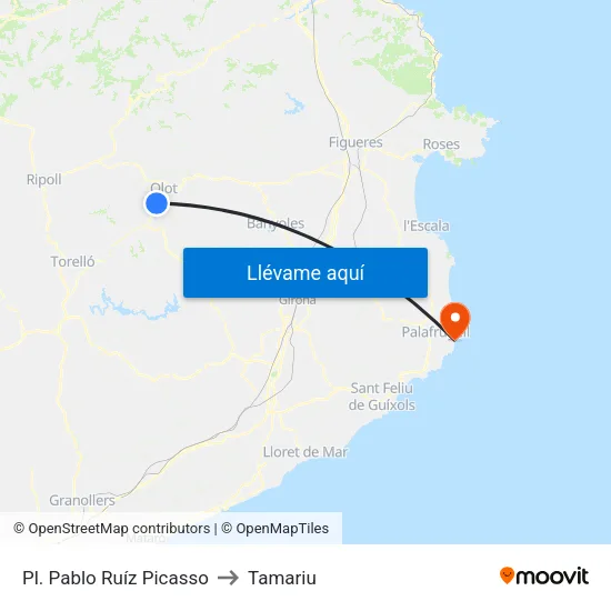 Pl. Pablo Ruíz Picasso to Tamariu map