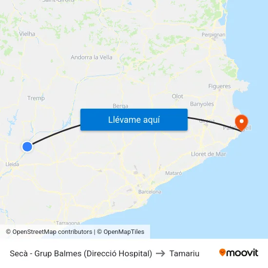 Secà - Grup Balmes (Direcció Hospital) to Tamariu map