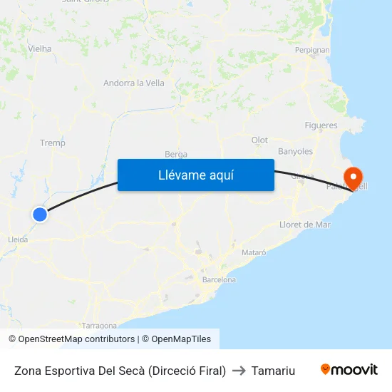 Zona Esportiva Del Secà (Dirceció Firal) to Tamariu map