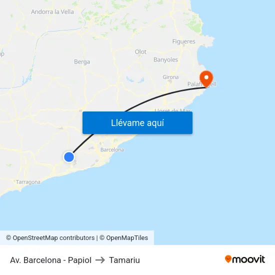 Av. Barcelona - Papiol to Tamariu map