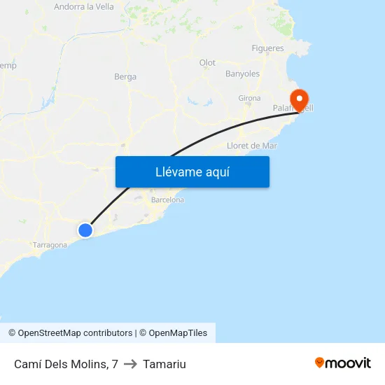 Camí Dels Molins, 7 to Tamariu map