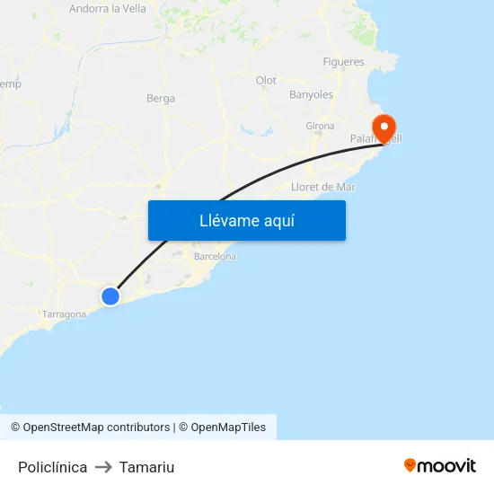 Policlínica to Tamariu map