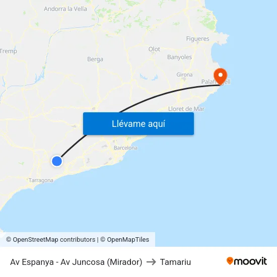 Av Espanya - Av Juncosa (Mirador) to Tamariu map