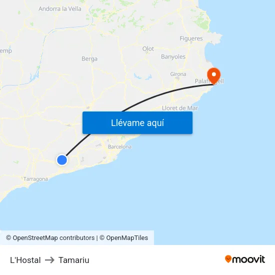 L'Hostal to Tamariu map