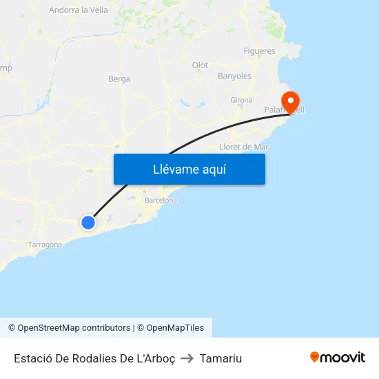 Estació De Rodalies De L'Arboç to Tamariu map