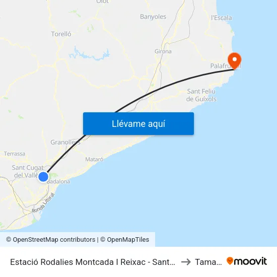 Estació Rodalies Montcada I Reixac - Santa Maria to Tamariu map
