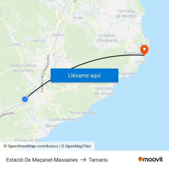 Estació De Maçanet-Massanes to Tamariu map