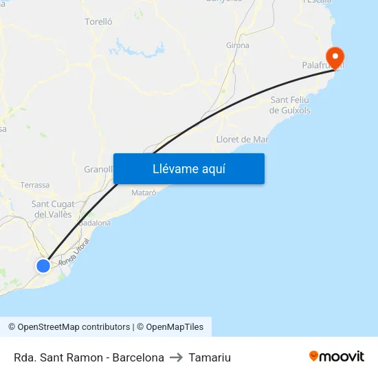 Rda. Sant Ramon - Barcelona to Tamariu map