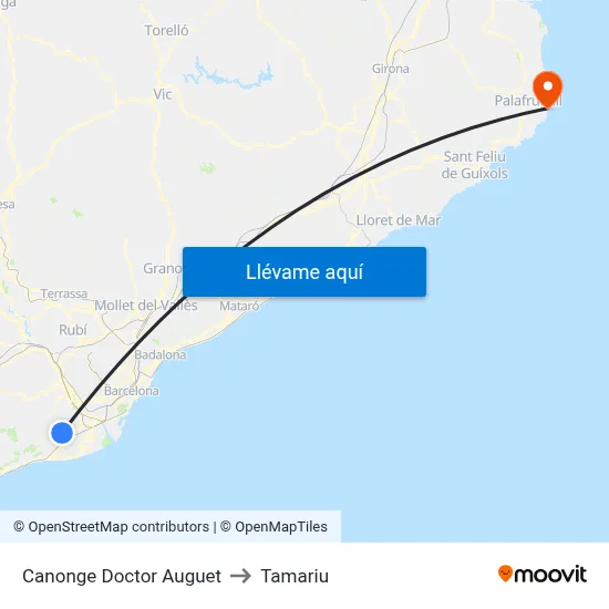 Canonge Doctor Auguet to Tamariu map