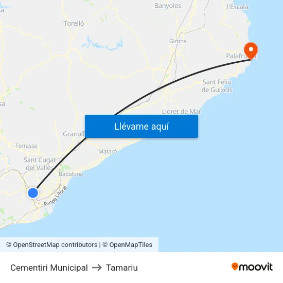 Cementiri Municipal to Tamariu map