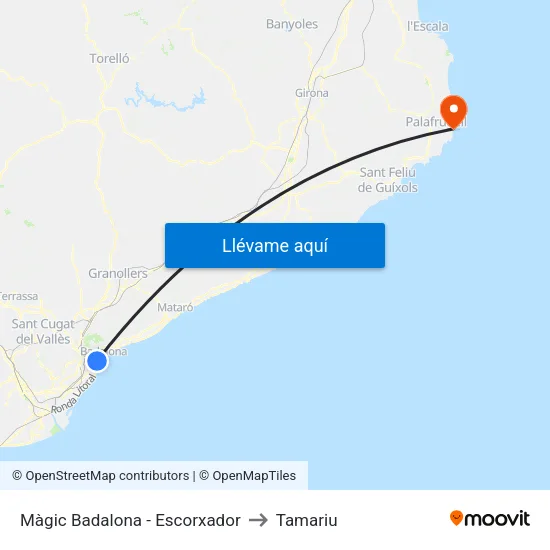 Màgic Badalona - Escorxador to Tamariu map