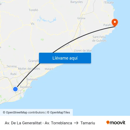 Av. De La Generalitat - Av. Torreblanca to Tamariu map