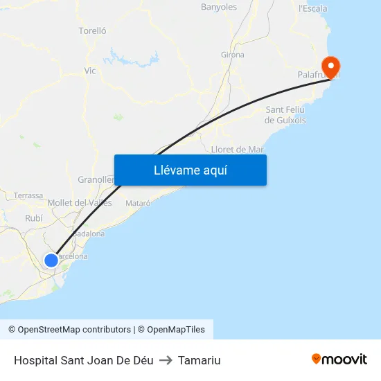 Hospital Sant Joan De Déu to Tamariu map