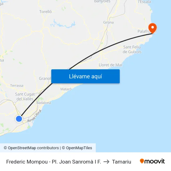 Frederic Mompou - Pl. Joan Sanromà I F. to Tamariu map