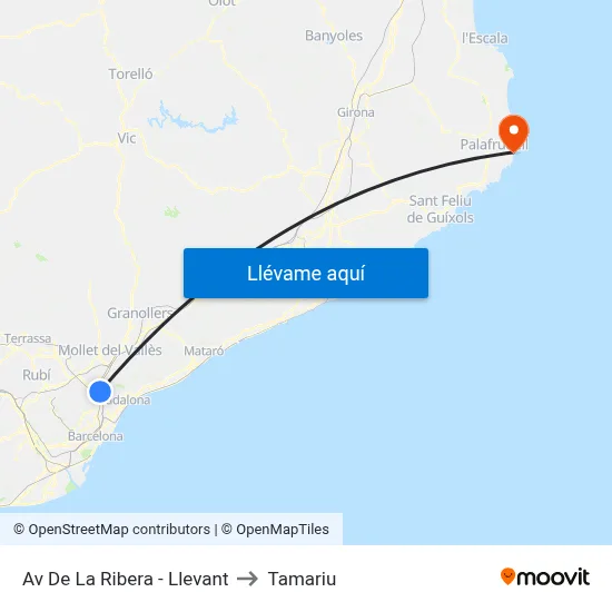 Av De La Ribera - Llevant to Tamariu map