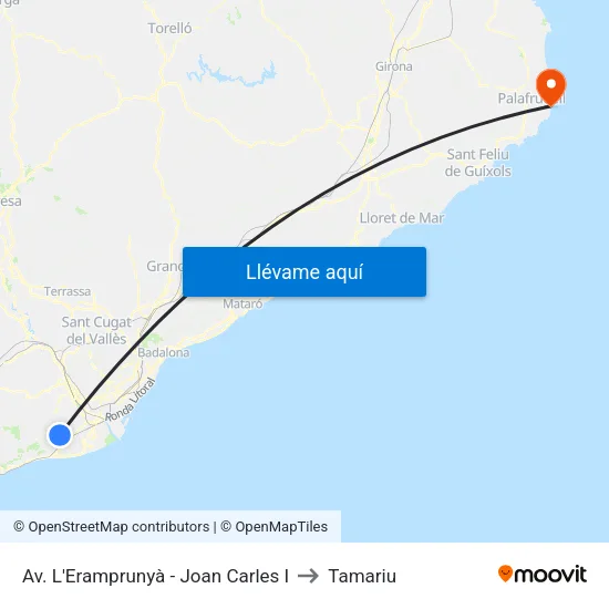 Av. L'Eramprunyà - Joan Carles I to Tamariu map