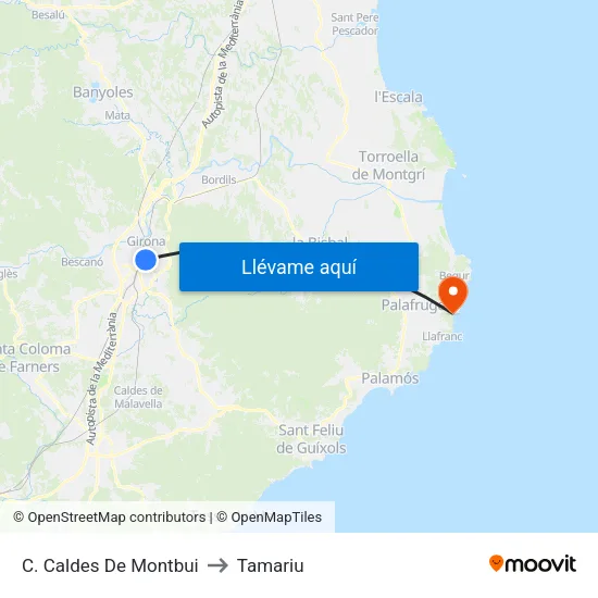 C. Caldes De Montbui to Tamariu map