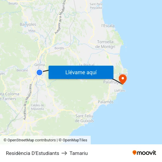 Residència D'Estudiants to Tamariu map