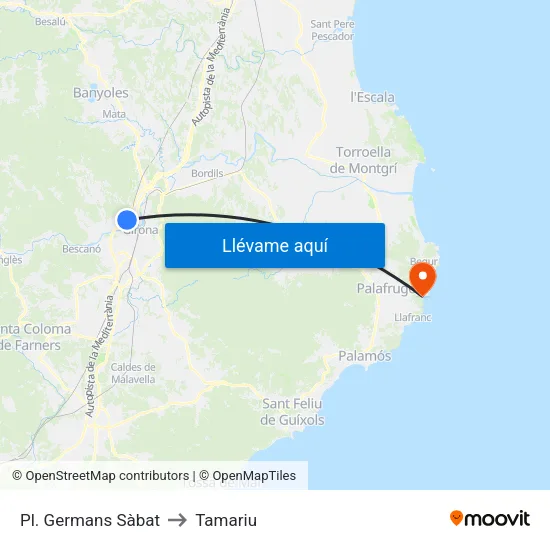 Pl. Germans Sàbat to Tamariu map